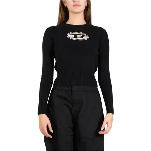 Embroidered logo cut-out sweater , female, Sizes: L, M, S - Diesel - Modalova