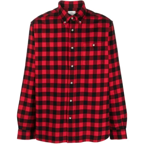 Kariertes Hemd Rot Tartan Muster , Herren, Größe: L - Woolrich - Modalova