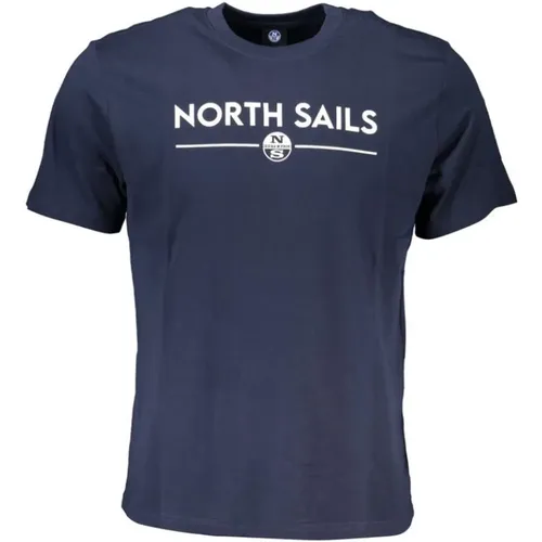 Blau Baumwolle Logo Print T-Shirt , Herren, Größe: M - North Sails - Modalova