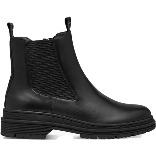 Schwarze Leder Chelsea Booties , Damen, Größe: 40 EU - tamaris - Modalova