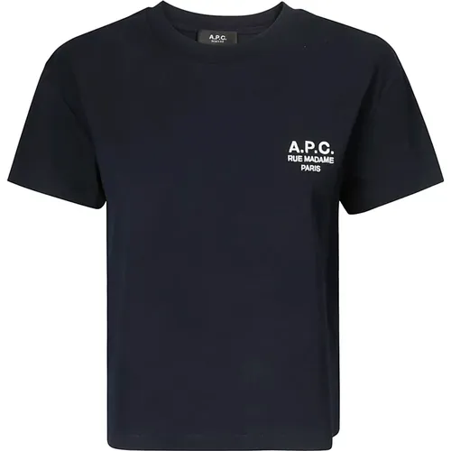 Blau Boxy Fit Besticktes Logo T-Shirt - A.P.C. - Modalova