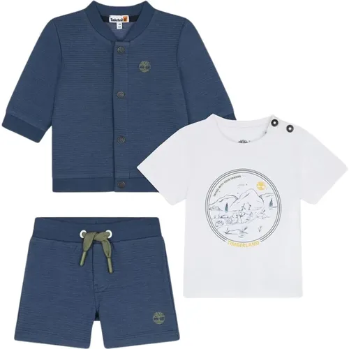 Gewelltes Baumwoll-Cardigan-Shorts-Set - Timberland - Modalova