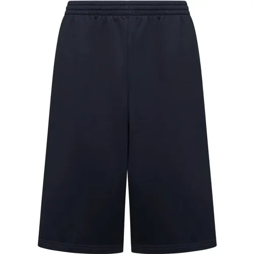 Schwarze Baumwollshorts mit Weißen Logos - Balenciaga - Modalova