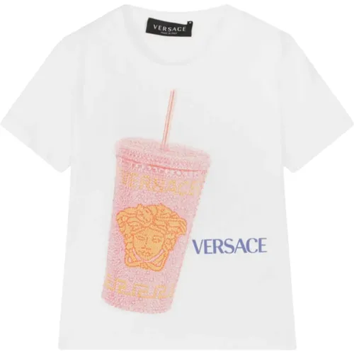 Kinder T-shirt Weiß Logo Druck - Versace - Modalova