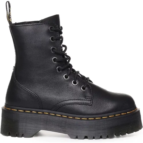 Schwarze Leder-Plateaustiefel , Damen, Größe: 36 EU - Dr. Martens - Modalova