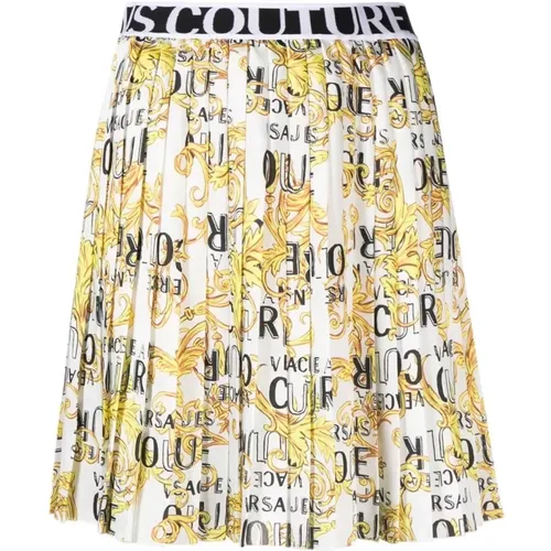 White Twill Skirt Polyester Composition , female, Sizes: S, M, XS, 2XS - Versace Jeans Couture - Modalova