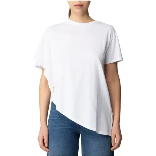 Weißes T-Shirt mit Piercing-Detail , Damen, Größe: S - PATRIZIA PEPE - Modalova