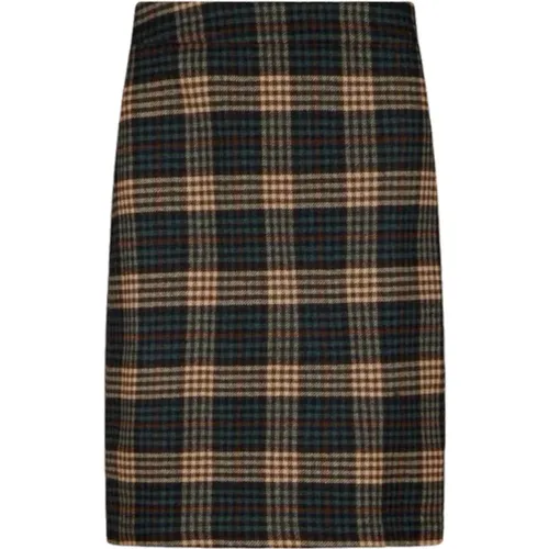 Checked Wool Skirt Straight Fit Zipper , female, Sizes: M, S - Stenströms - Modalova