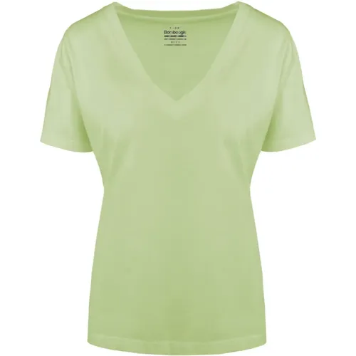 Organic Cotton V-Neck T-Shirt , female, Sizes: S, L, XL, XS, 2XL, M - BomBoogie - Modalova