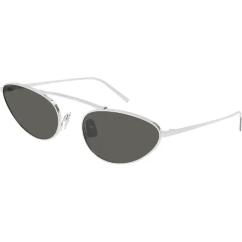 Futuristische Graue Sonnenbrille aus Metall - Saint Laurent - Modalova