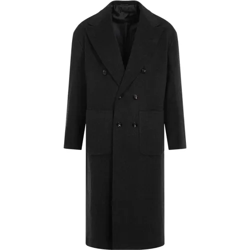 Luxurious Grey Coat Aw24 , male, Sizes: M, L - Kiton - Modalova