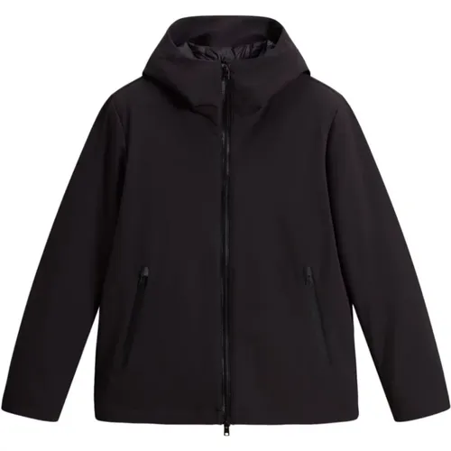 Schwarze Steppjacke Stilvolles Design,Schwarze Daunenjacke mit Stretch-Design - Woolrich - Modalova