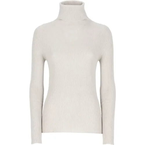 Beiger Rollkragenpullover mit Lurex-Details , Damen, Größe: 2XS - Fabiana Filippi - Modalova