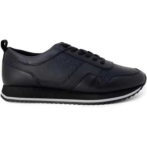 Leather Sneakers with Print Detail , male, Sizes: 10 UK, 9 UK, 7 UK - Calvin Klein - Modalova
