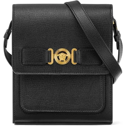 Grained Texture Shoulder Bag , male, Sizes: ONE SIZE - Versace - Modalova