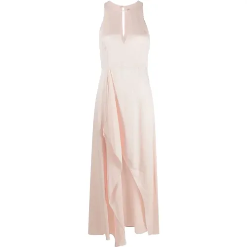 Rosa Satin Midi Kleid mit Schlitz , Damen, Größe: 2XS - Twinset - Modalova
