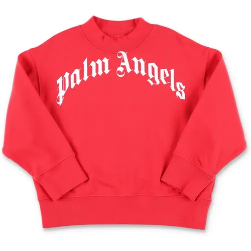 Klassischer Sweatshirt mit Gebogenem Logo - Palm Angels - Modalova