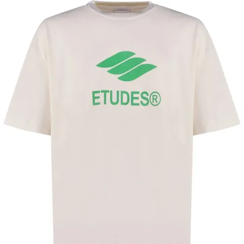 Weißes Logo-Print Baumwoll-T-Shirt , Herren, Größe: S - Études - Modalova