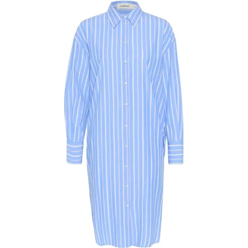 And White Stripe Shirt Dress , female, Sizes: L, XS, M, S - Soaked in Luxury - Modalova