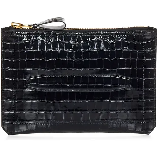 Crocodile-Print Clutch Bag , male, Sizes: ONE SIZE - Tom Ford - Modalova