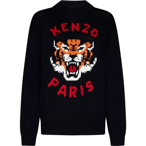 Schwarzer Pullover mit Tiger Head Motif , Damen, Größe: XS - Kenzo - Modalova