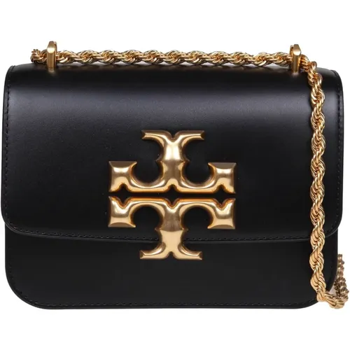 Schwarze Leder-Schultertasche mit Doppel-T-Logo - TORY BURCH - Modalova