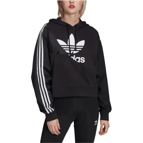 Cotton Hoodie with 80s-inspired Style , female, Sizes: M - Adidas - Modalova