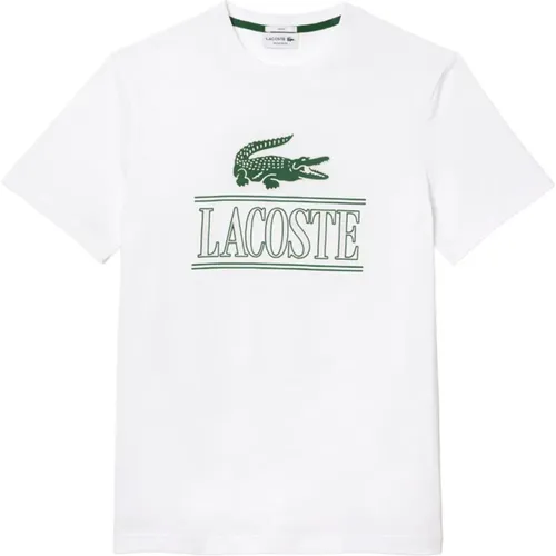 Weiße Baumwoll Herren T-shirt , Herren, Größe: L - Lacoste - Modalova