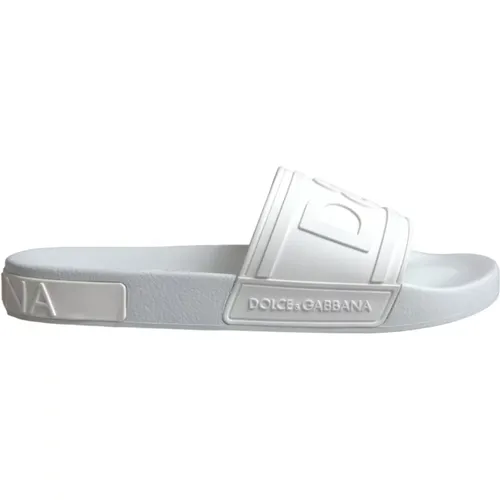 Rubber Slides Sandals Beach Shoes , male, Sizes: 9 UK - Dolce & Gabbana - Modalova