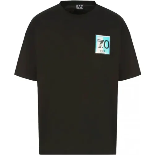 Schwarzes T-Shirt mit Rückendruck - Emporio Armani EA7 - Modalova