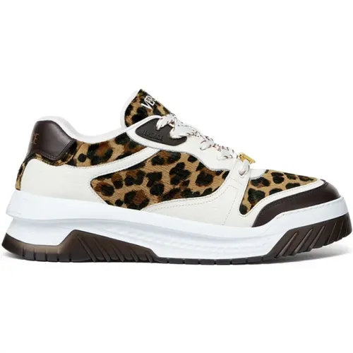 Leopard Print Panelled Sneakers , Herren, Größe: 43 EU - Versace - Modalova