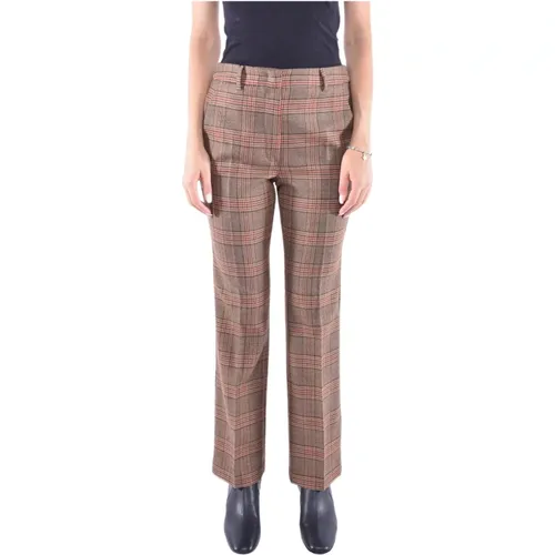 Brown Checkered Pantalone with Flared Hem , female, Sizes: XL, 2XL, L - Max Mara Weekend - Modalova