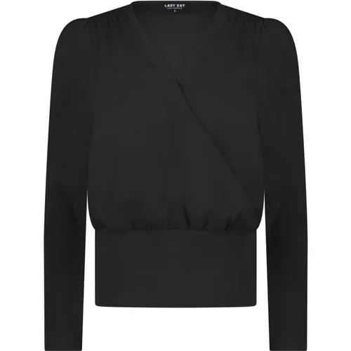 Schwarzes Jackson Shirt mit Puffärmeln , Damen, Größe: S - Lady Day - Modalova