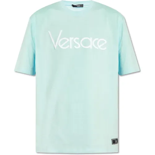 T-Shirt mit Logo , Herren, Größe: L - Versace - Modalova