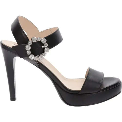 Leather High Heel Shoes with Buckle Closure , female, Sizes: 5 UK, 4 UK - Nerogiardini - Modalova