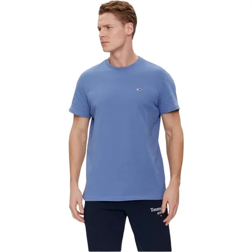 Organisches Baumwoll-Basic-T-Shirt - Blau , Herren, Größe: 2XL - Tommy Jeans - Modalova