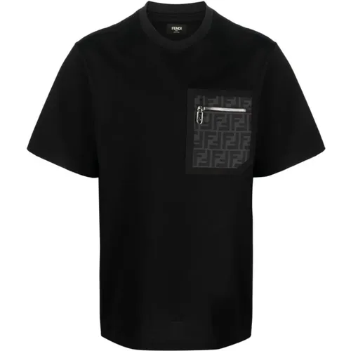 Pocket T-shirt in , male, Sizes: S - Fendi - Modalova