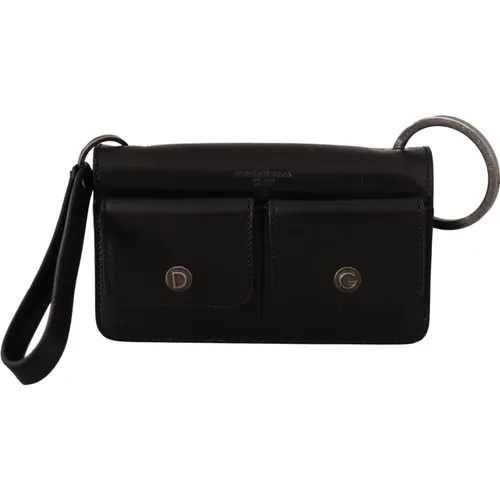 Schwarze Leder Mini Handgelenk Geldbörse - Dolce & Gabbana - Modalova