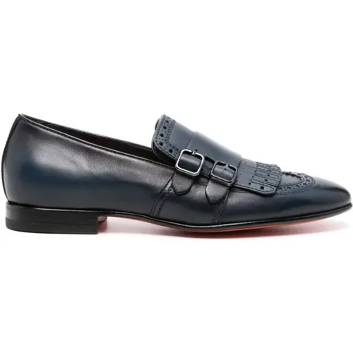 Leather Loafers with Tassel Detail , male, Sizes: 6 1/2 UK, 8 1/2 UK - Santoni - Modalova