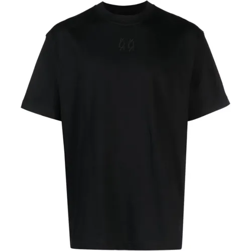 Schwarzes T-Shirt mit geprägtem Logo - 44 Label Group - Modalova