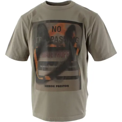 Men`s Grey Private Property T-Shirt , male, Sizes: XL - Heron Preston - Modalova