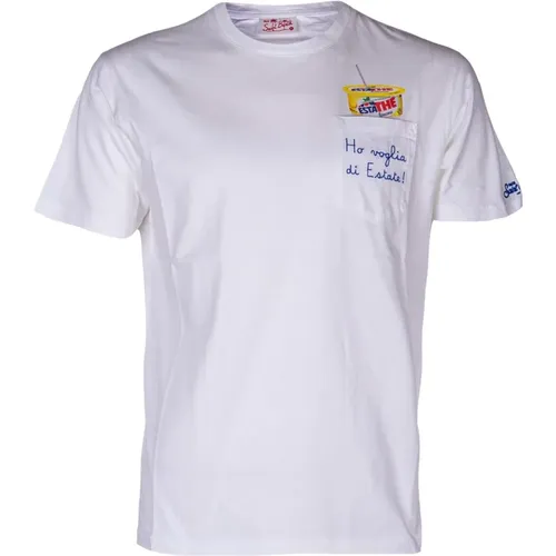 Men's Crewneck Cotton T-shirt with Cartoon Print , male, Sizes: M, XL, 2XL - MC2 Saint Barth - Modalova