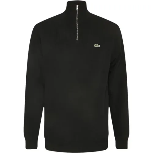 Schwarzer Baumwoll-Jersey-Reißverschluss-Pullover , Herren, Größe: 2XL - Lacoste - Modalova