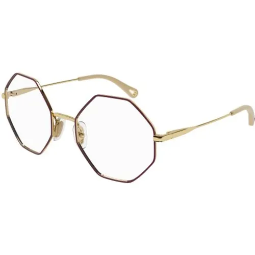 Burgundy Gold Transpa Sunglasses , unisex, Sizes: 50 MM - Chloé - Modalova