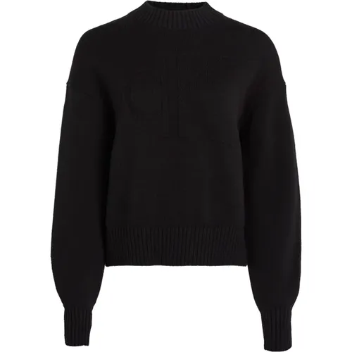 Schwarzer Pullover mit Intarsia-Design , Damen, Größe: S - Calvin Klein - Modalova