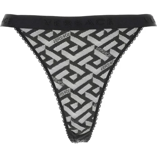 Schwarzer Stretch-Spitzenstring , Damen, Größe: XL - Versace - Modalova