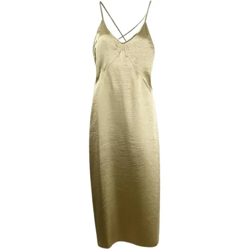 Grünes Satin langes Kleid mit gekreuzten Rückenriemen , Damen, Größe: 2XS - Dsquared2 - Modalova