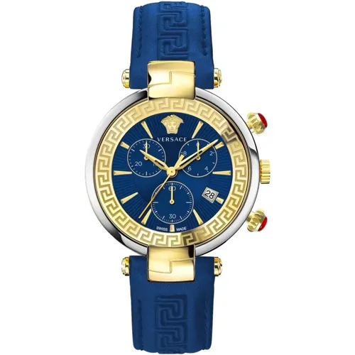 Blaue Chronograph Lederuhr Versace - Versace - Modalova