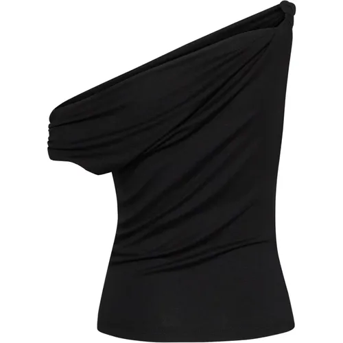 Elegante One-Shoulder Schwarze Top-Bluse , Damen, Größe: XL - My Essential Wardrobe - Modalova