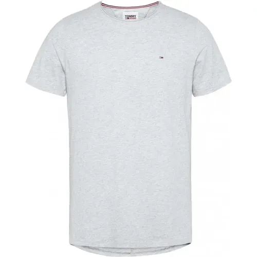 Graues T-Shirt mit gesticktem Logo - Tommy Jeans - Modalova